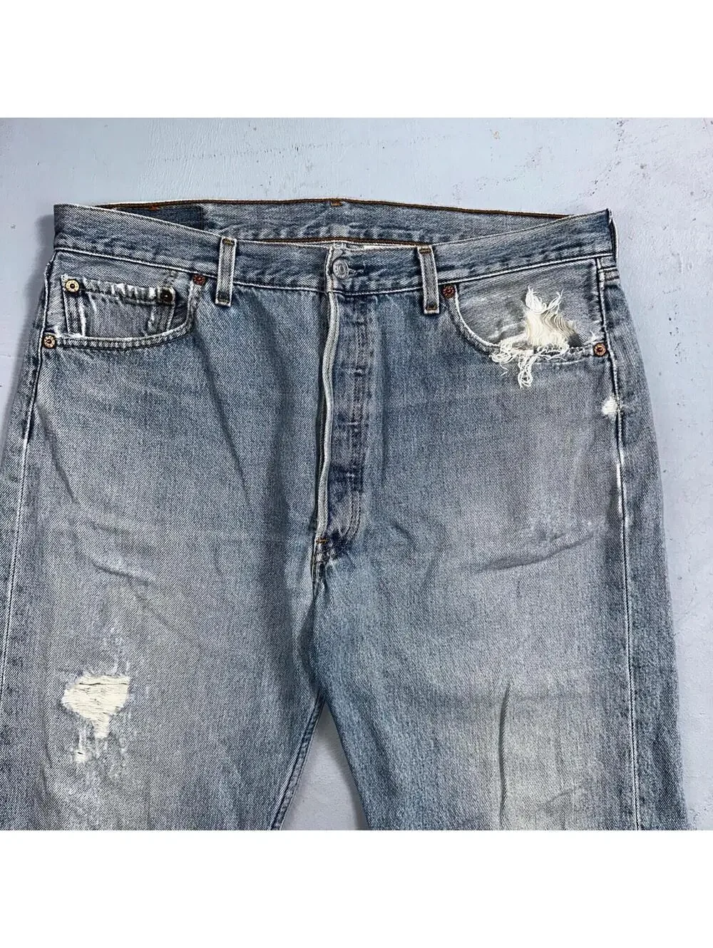 Levis 501 Vintage 90s XX Straight Leg Mexico Jeans 36x29 Light Wash Act 35x28